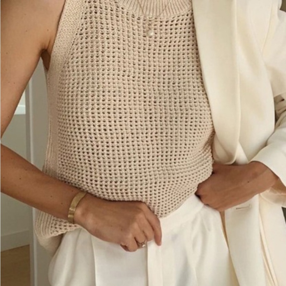 Commense Cream Knit Sleeveless Shell Top